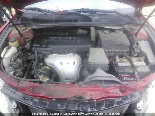 4T1BE46K78U209651 - 2008 TOYOTA CAMRY CE/LE/XLE/SE RED photo 10