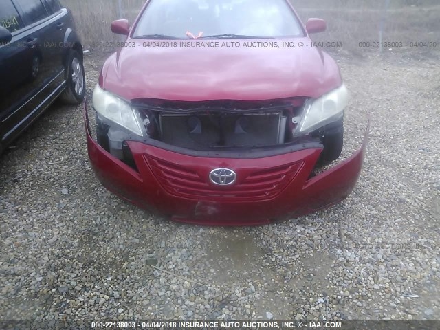4T1BE46K78U209651 - 2008 TOYOTA CAMRY CE/LE/XLE/SE RED photo 6