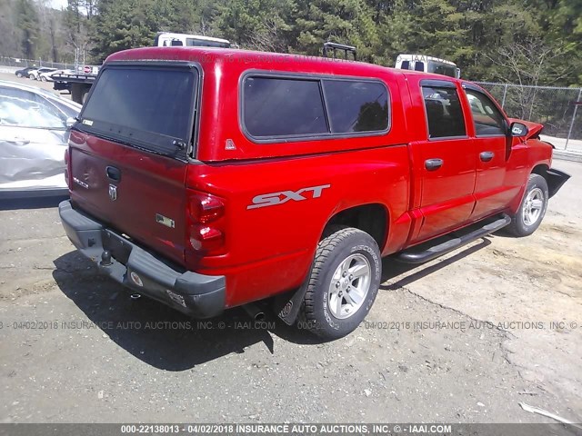 1D7HE38K38S503751 - 2008 DODGE DAKOTA SXT RED photo 4