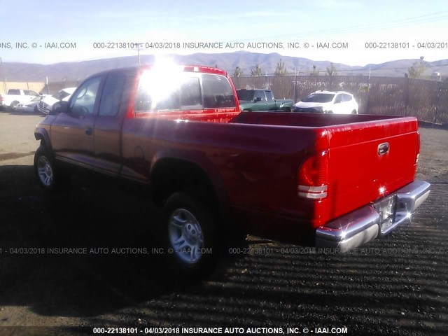 1D7HG42N24S709558 - 2004 DODGE DAKOTA SLT RED photo 3