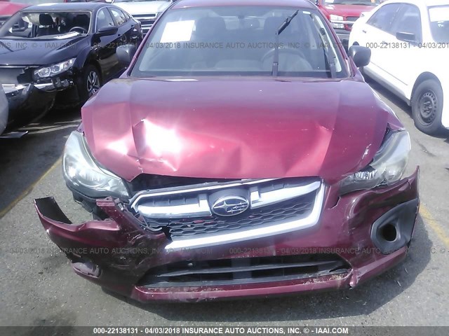 JF1GPAA69DG876104 - 2013 SUBARU IMPREZA MAROON photo 6