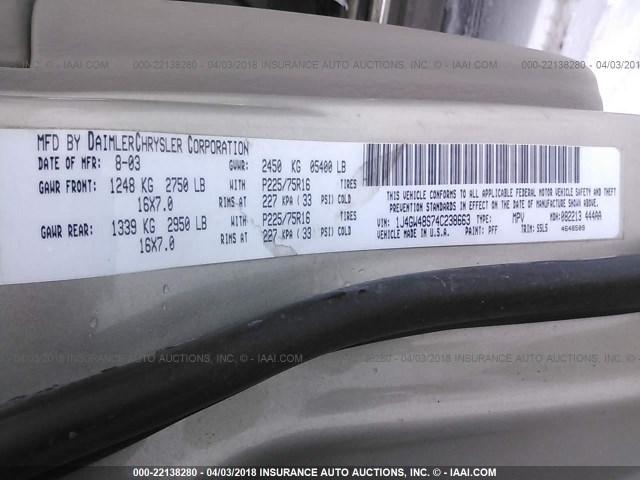 1J4GW48S74C238663 - 2004 JEEP GRAND CHEROKEE LAREDO/COLUMBIA/FREEDOM 锡色 照片 9