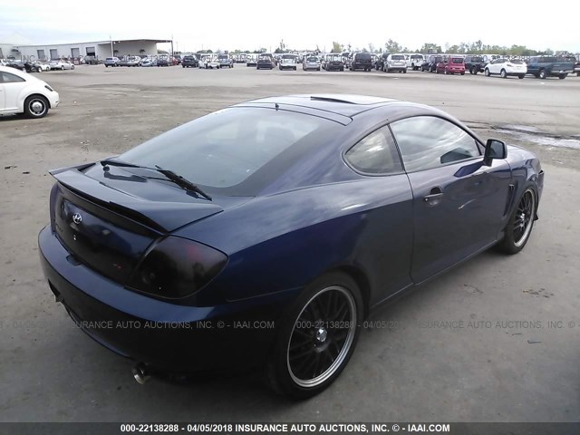 KMHHN65F83U031400 - 2003 HYUNDAI TIBURON GT BLUE photo 4