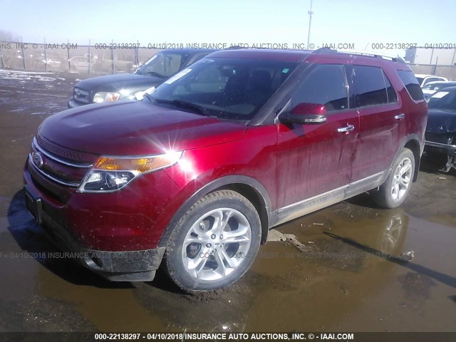 1FM5K8F82DGA67249 - 2013 FORD EXPLORER LIMITED 红色 照片 2