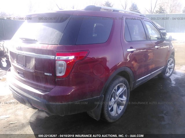 1FM5K8F82DGA67249 - 2013 FORD EXPLORER LIMITED 红色 照片 4