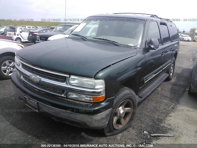 3GNFK16T01G165546 - 2001 CHEVROLET SUBURBAN K1500 GREEN photo 2