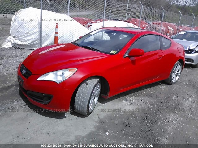 KMHHT6KD8AU014411 - 2010 HYUNDAI GENESIS COUPE 2.0T RED photo 2