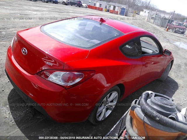 KMHHT6KD8AU014411 - 2010 HYUNDAI GENESIS COUPE 2.0T RED photo 4