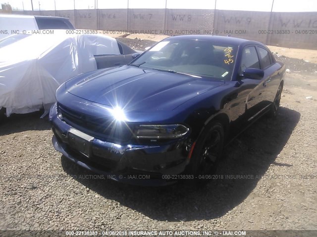 2C3CDXHGXFH870004 - 2015 DODGE CHARGER SXT BLUE photo 2