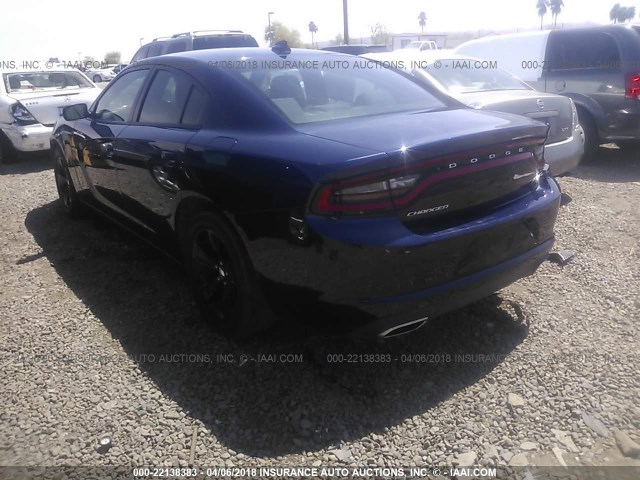 2C3CDXHGXFH870004 - 2015 DODGE CHARGER SXT BLUE photo 3