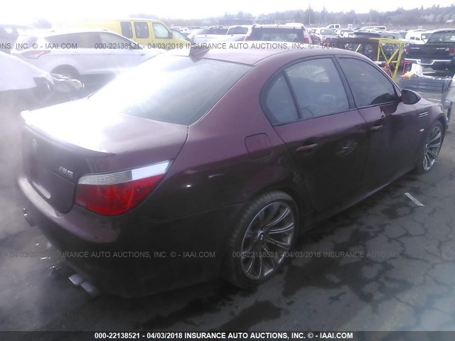 WBSNB935X6B582805 - 2006 BMW M5 BURGUNDY photo 4