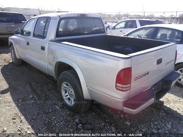 1D7HL38N24S739334 - 2004 DODGE DAKOTA QUAD SPORT SILVER photo 3