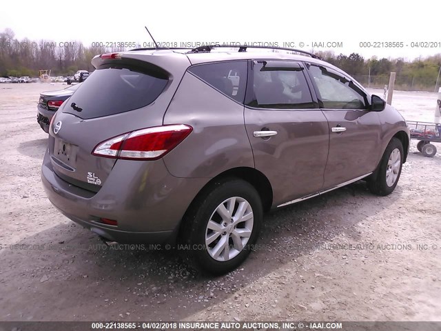 JN8AZ1MU7CW108733 - 2012 NISSAN MURANO S/SL/LE GOLD photo 4