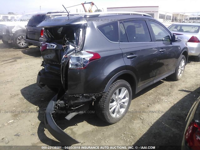 2T3YFREV9FW161588 - 2015 TOYOTA RAV4 LIMITED GRAY photo 4