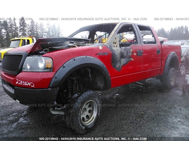 1FTPW14525FA75215 - 2005 FORD F150 SUPERCREW RED photo 2