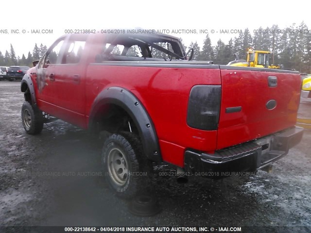 1FTPW14525FA75215 - 2005 FORD F150 SUPERCREW RED photo 3