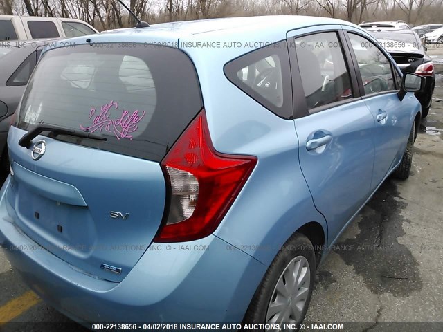 3N1CE2CP0FL394133 - 2015 NISSAN VERSA NOTE S/S PLUS/SV/SL/SR BLUE photo 4