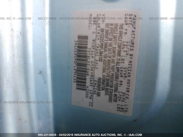 3N1CE2CP0FL394133 - 2015 NISSAN VERSA NOTE S/S PLUS/SV/SL/SR BLUE photo 9