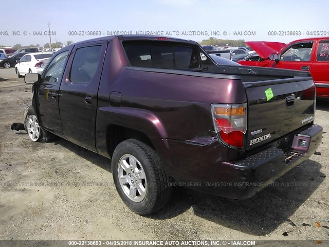 2HJYK16528H506955 - 2008 HONDA RIDGELINE RTL BURGUNDY photo 3