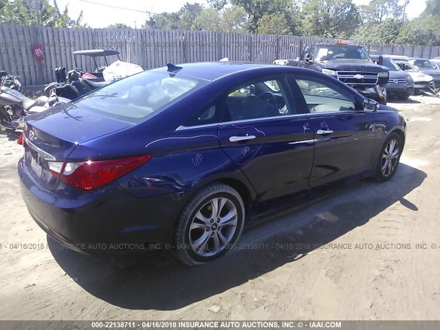 5NPEC4AC2BH140411 - 2011 HYUNDAI SONATA SE/LIMITED BLUE photo 4