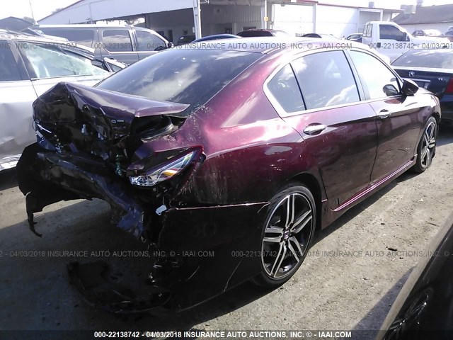 1HGCR2F59GA212290 - 2016 HONDA ACCORD SPORT BURGUNDY photo 4