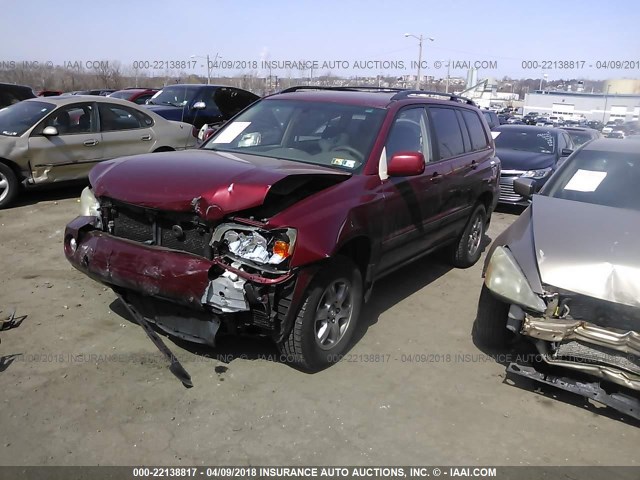 JTEEP21AX60147595 - 2006 TOYOTA HIGHLANDER LIMITED MAROON photo 2