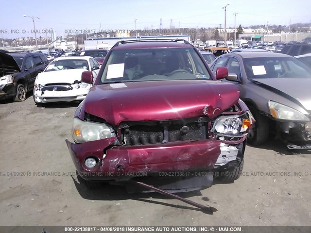 JTEEP21AX60147595 - 2006 TOYOTA HIGHLANDER LIMITED MAROON photo 6