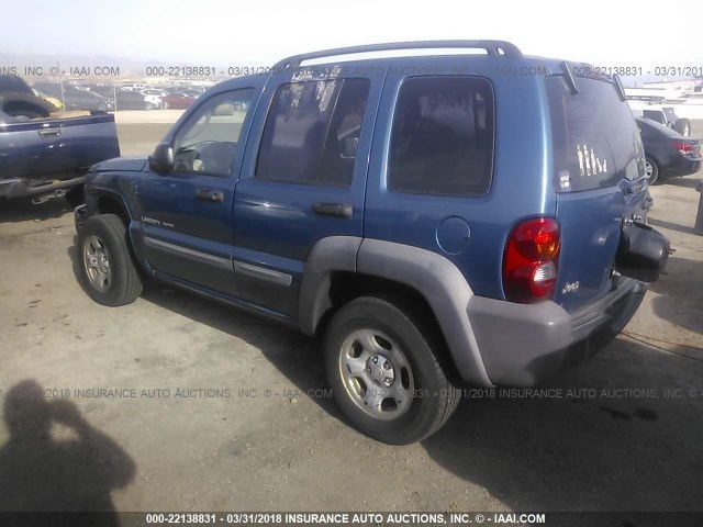 1J4GK48K13W523786 - 2003 JEEP LIBERTY SPORT/FREEDOM BLUE photo 3