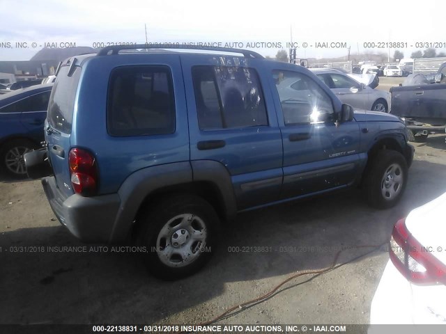 1J4GK48K13W523786 - 2003 JEEP LIBERTY SPORT/FREEDOM ლურჯი ფოტო 4