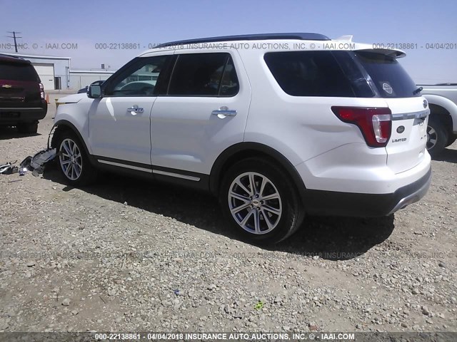 1FM5K7F80GGA25094 - 2016 FORD EXPLORER LIMITED WHITE photo 3