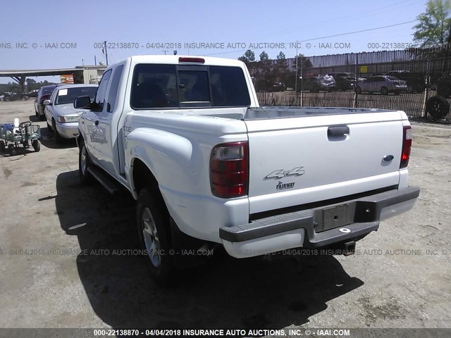 1FTZR45E62PA70847 - 2002 FORD RANGER SUPER CAB WHITE photo 3