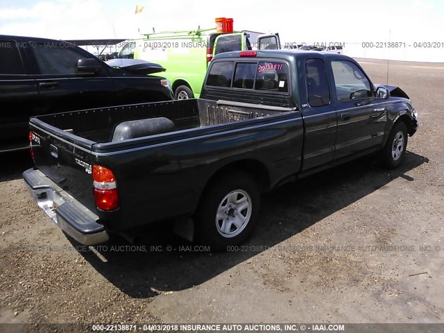 5TEVL52NX1Z859648 - 2001 TOYOTA TACOMA XTRACAB GREEN photo 4