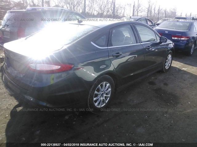 3FA6P0G70GR141143 - 2016 FORD FUSION S GREEN photo 4
