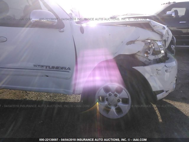 5TBET34146S543254 - 2006 TOYOTA TUNDRA DOUBLE CAB SR5 WHITE photo 6