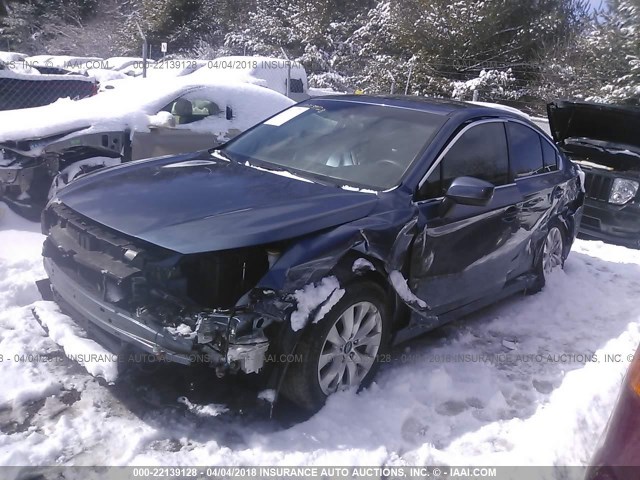 4S3BNAC63G3048262 - 2016 SUBARU LEGACY 2.5I PREMIUM BLUE photo 2