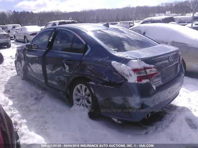 4S3BNAC63G3048262 - 2016 SUBARU LEGACY 2.5I PREMIUM BLUE photo 3