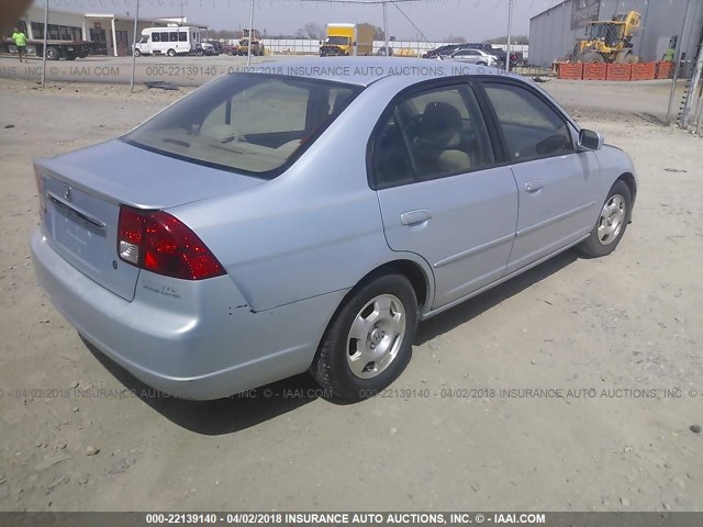 JHMES95643S012970 - 2003 HONDA CIVIC HYBRID Light Blue photo 4