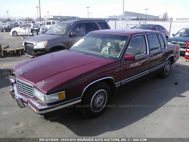 1G6CD53B3P4262788 - 1993 CADILLAC DEVILLE MAROON photo 2