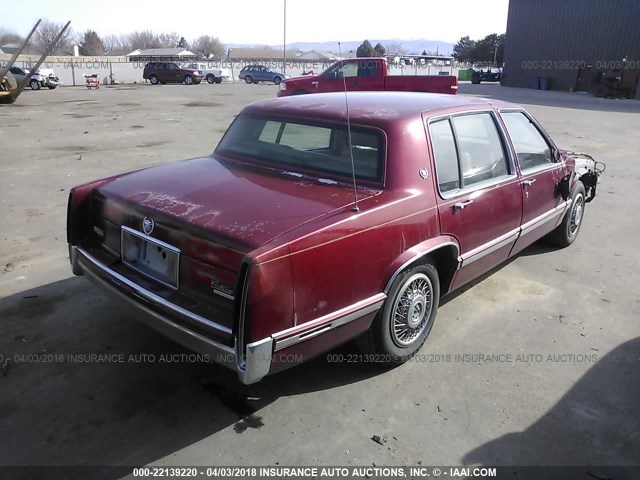 1G6CD53B3P4262788 - 1993 CADILLAC DEVILLE MAROON photo 4