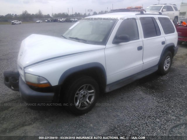 1D4HR38N83F571704 - 2003 DODGE DURANGO SPORT WHITE photo 2