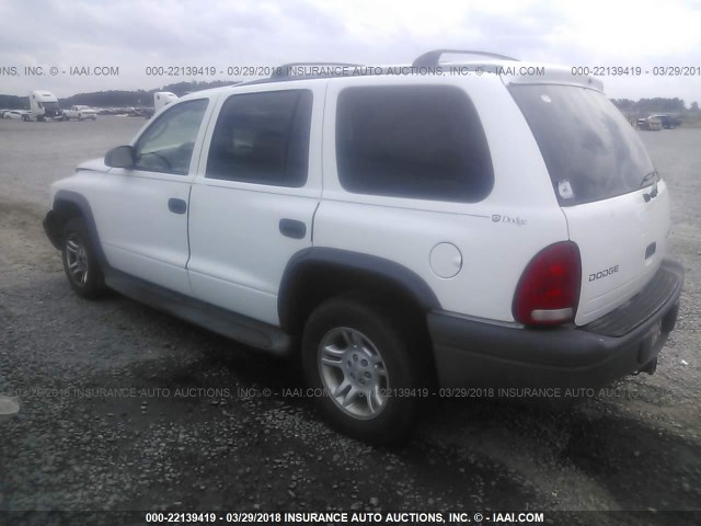 1D4HR38N83F571704 - 2003 DODGE DURANGO SPORT WHITE photo 3