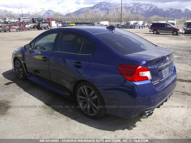 JF1VA1E6XG8828130 - 2016 SUBARU WRX PREMIUM BLUE photo 3