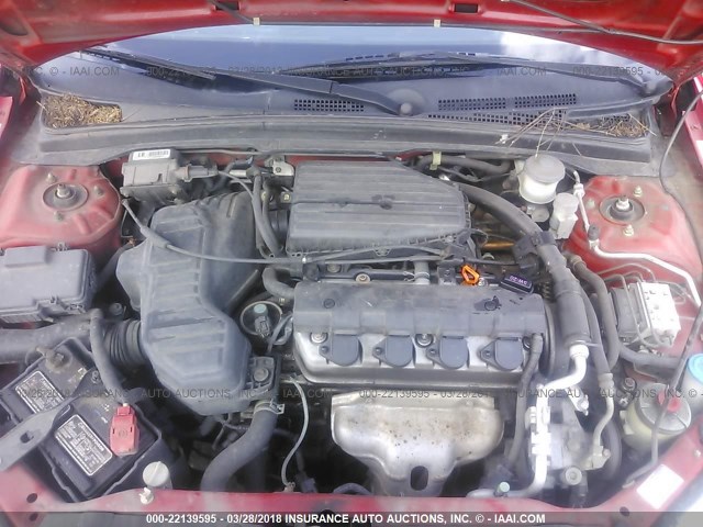 1HGEM21973L030281 - 2003 HONDA CIVIC EX RED photo 10