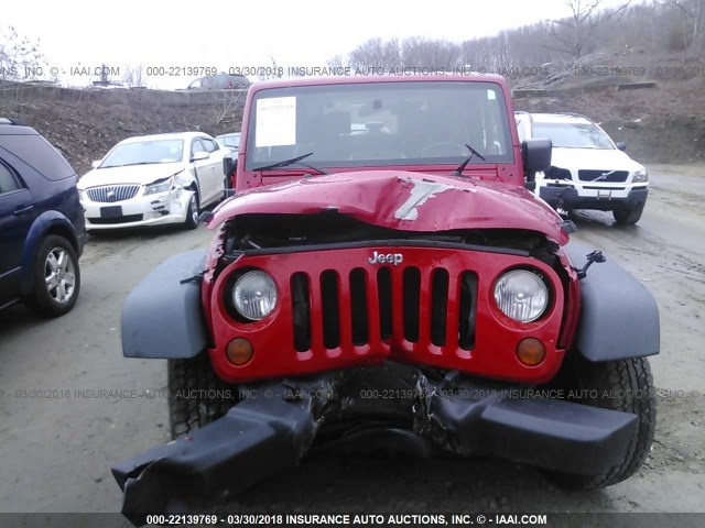 1J4FA24108L549062 - 2008 JEEP WRANGLER X RED photo 6