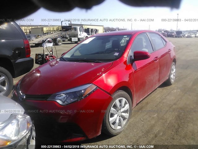 5YFBURHEXGP543387 - 2016 TOYOTA COROLLA L/LE/LE PLS/PRM/S/S PLS RED photo 2