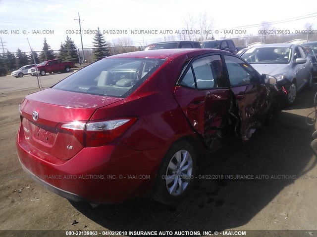 5YFBURHEXGP543387 - 2016 TOYOTA COROLLA L/LE/LE PLS/PRM/S/S PLS RED photo 4