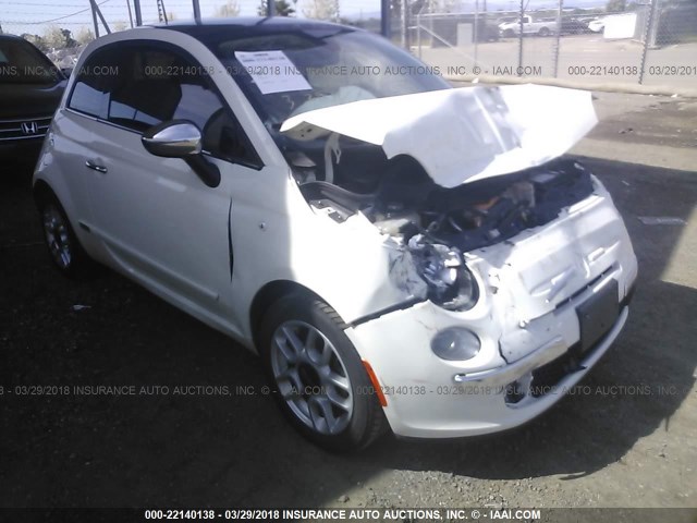 3C3CFFCR6CT195087 - 2012 FIAT 500 LOUNGE WHITE photo 1