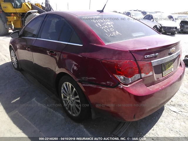 1G1PJ5SB9D7118402 - 2013 CHEVROLET CRUZE ECO MAROON photo 3