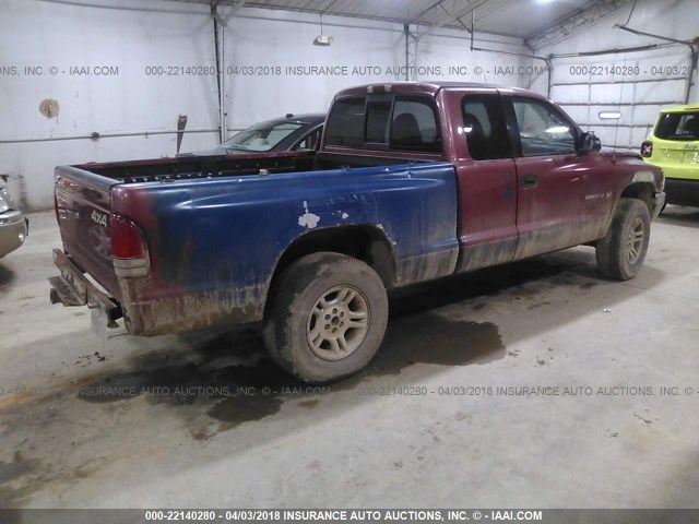 1B7GG22X3WS753552 - 1998 DODGE DAKOTA RED photo 4