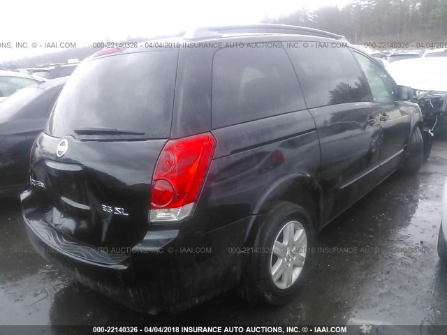 5N1BV28U35N119258 - 2005 NISSAN QUEST S/SE/SL BLACK photo 4